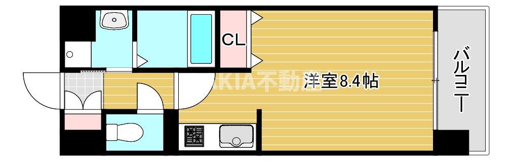 ジアコスモ京橋アクア(ワンルーム/8階)の間取り写真