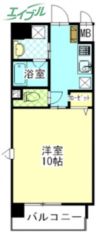 柳町Aマンション(1K/4階)の間取り写真