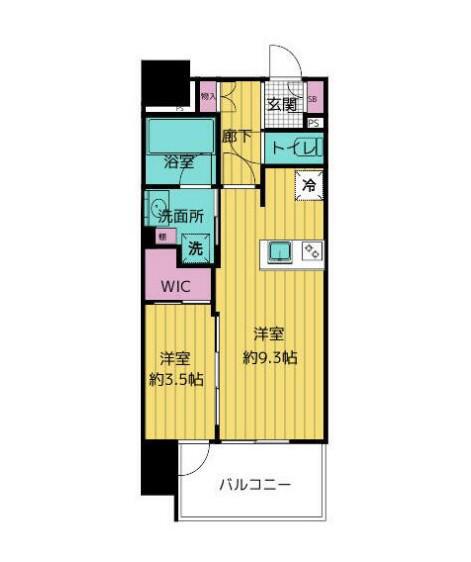 イニシア北千住レジデンス(1LDK/3階)の間取り写真