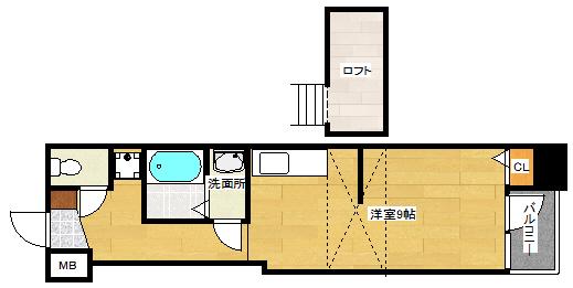 エクセリア小町(ワンルーム/2階)の間取り写真