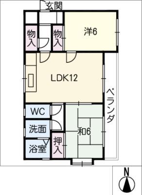 ウィンヒル江南(2LDK/1階)の間取り写真