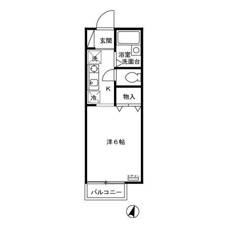 ドルフ北烏山A(1K/2階)の間取り写真