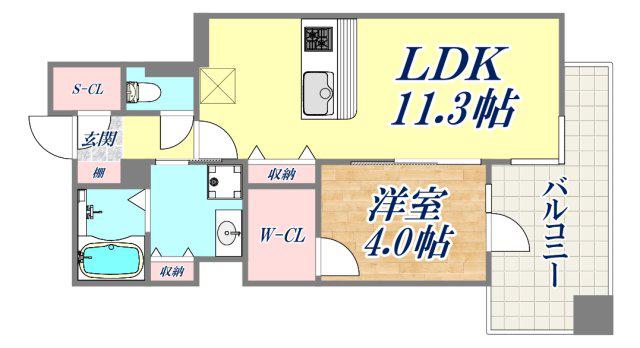 プラウド神戸トアロード(1LDK/6階)の間取り写真