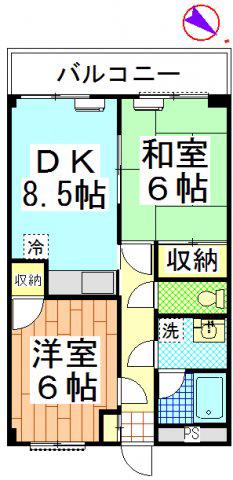 ソレイユ轟(2DK/5階)の間取り写真