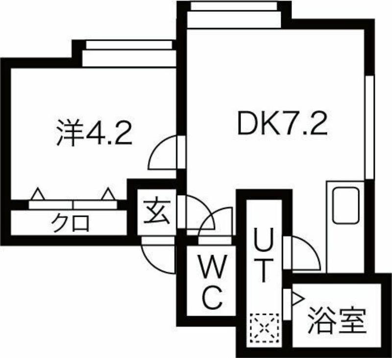フラットJ白石本通C棟(1DK/2階)の間取り写真