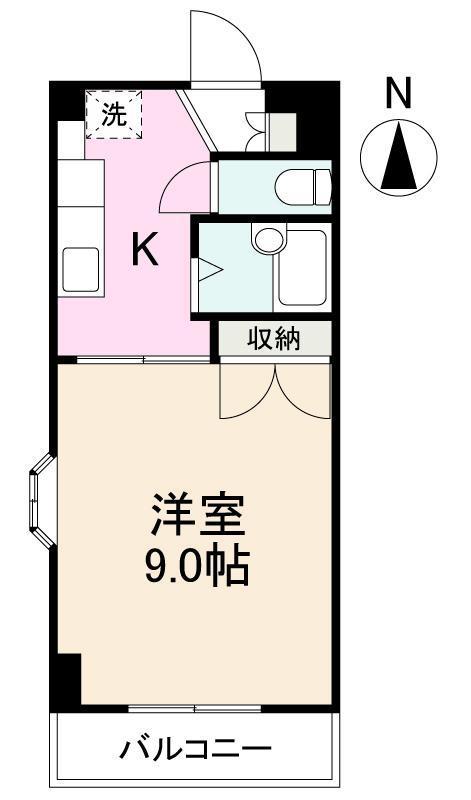 ホームズ2(1K/4階)の間取り写真