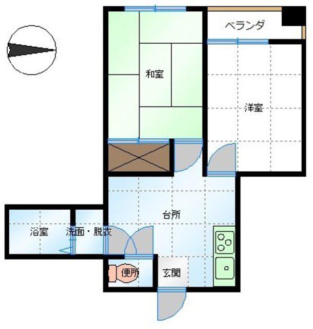 あたらしやマンション(2DK/2階)の間取り写真