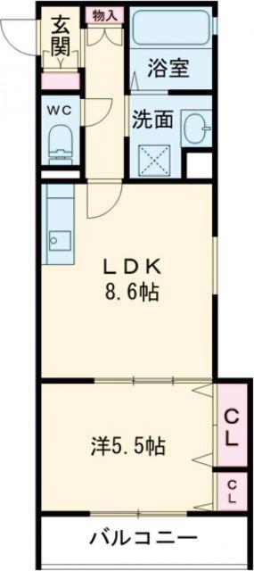 ラモーナ半田(1LDK/2階)の間取り写真