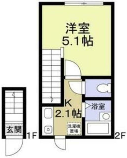 セントラルタウン(1K/2階)の間取り写真