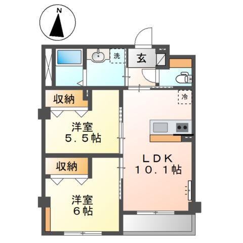 草加市花栗マンション工事(2LDK/2階)の間取り写真