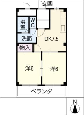 メゾン原(2DK/3階)の間取り写真