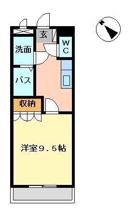 グランヴェルデ月平(1K/2階)の間取り写真