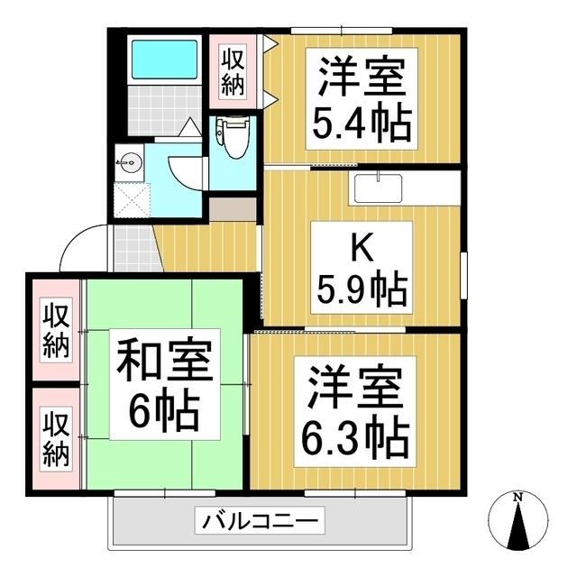 ロベリア(3K/2階)の間取り写真