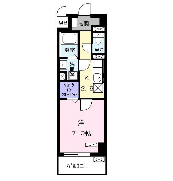 カランコエ川並(1K/4階)の間取り写真