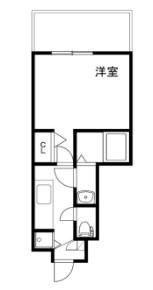 クレッシェンドKJ(1K/1階)の間取り写真