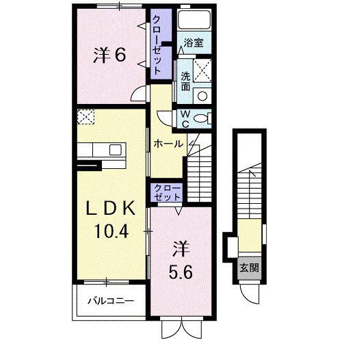 ラブリーメゾン鎌倉(2LDK/2階)の間取り写真