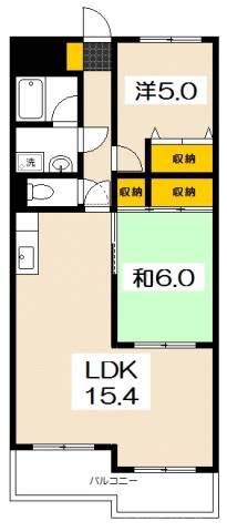 フレア21(2LDK/2階)の間取り写真