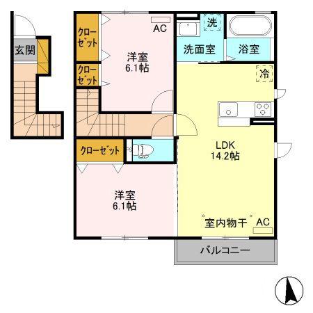 リオ グラシア A(2LDK/2階)の間取り写真
