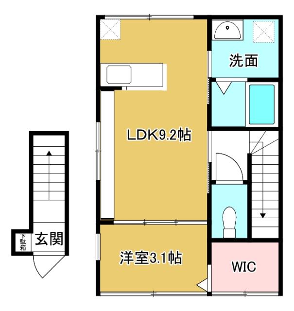 INTEGRAL凪(1LDK/2階)の間取り写真