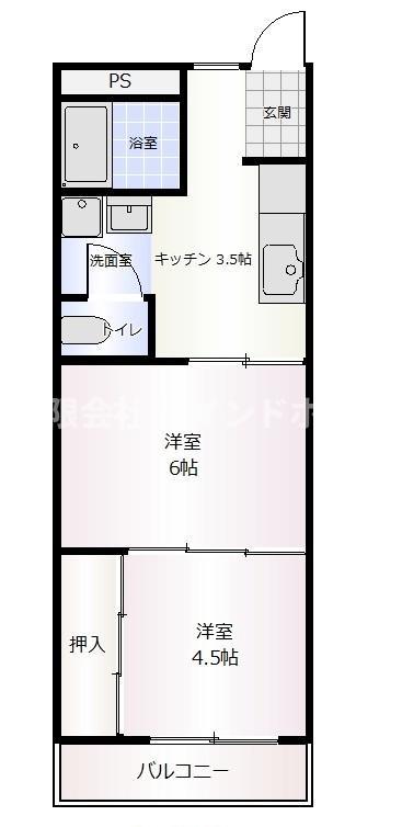 コーポ卯月(2K/2階)の間取り写真