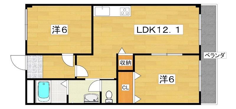 レオハイム東山(2LDK/3階)の間取り写真