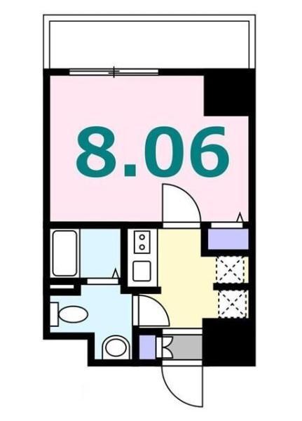 シュガール浜松町(1K/6階)の間取り写真