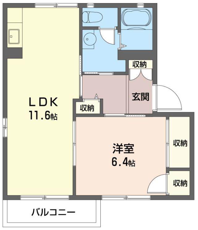 グランメール岡本(1LDK/1階)の間取り写真
