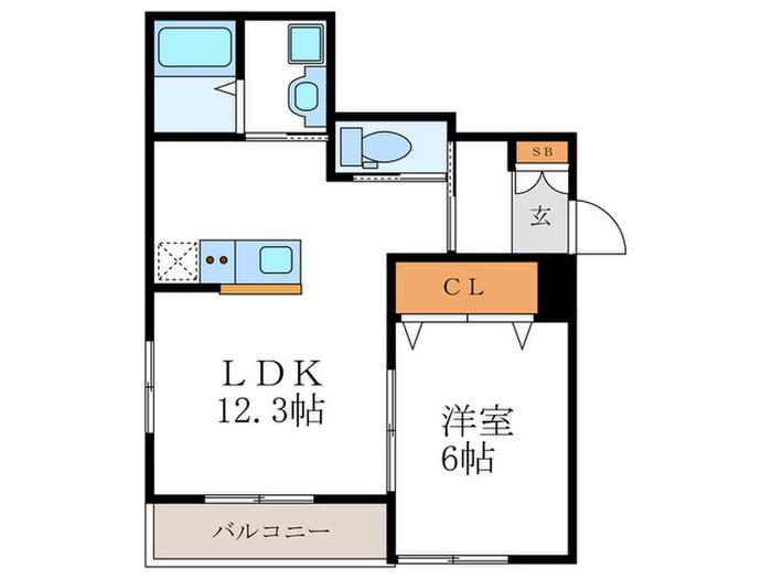 ソラーナ太秦・和(1LDK/2階)の間取り写真