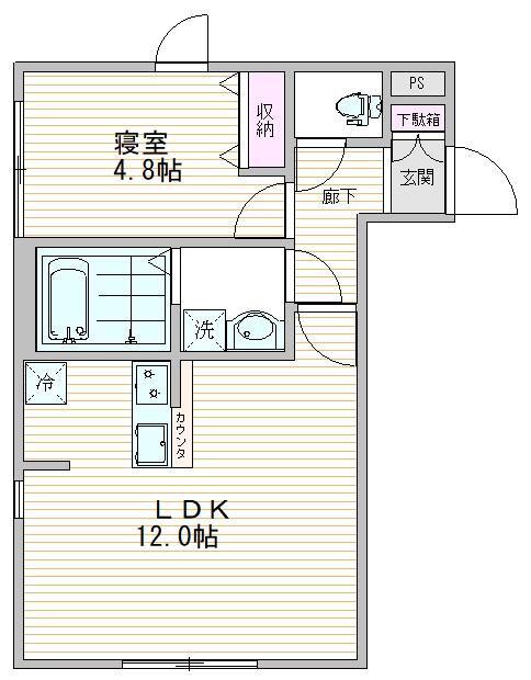 エスジーコート王子駅前(1LDK/5階)の間取り写真