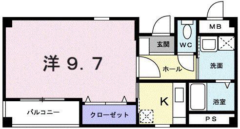 クレール布田(1K/2階)の間取り写真