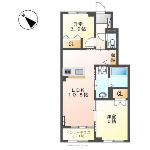 サン アスリート(2LDK/1階)の間取り写真