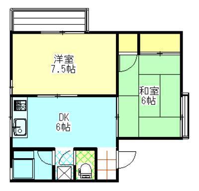 コーポニュー田尻沢(2DK/2階)の間取り写真