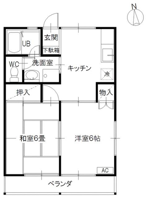 メルセノール(2DK/1階)の間取り写真