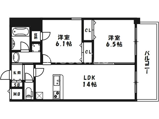 デセンテ北梅田(2LDK/3階)の間取り写真