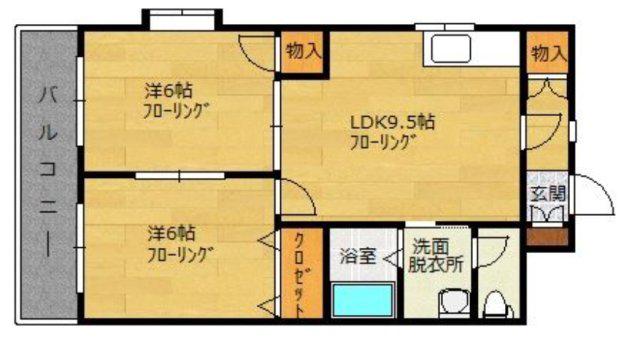 シャトレ冨永V(2LDK/2階)の間取り写真