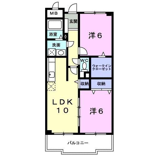 ヒルズ シンシア(2LDK/3階)の間取り写真