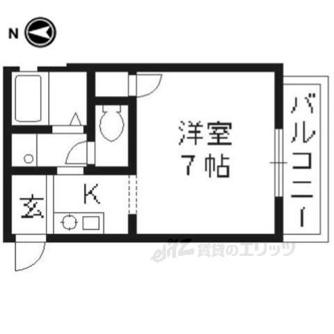 ディアス桃山(1K/1階)の間取り写真