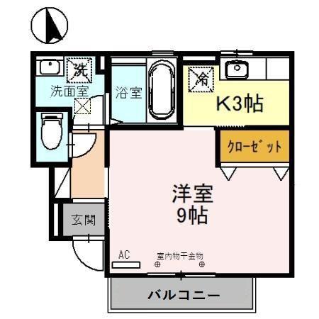 デコール(1K/1階)の間取り写真