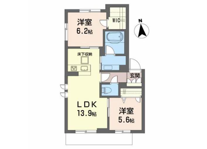 メゾンゆずりは(2LDK/1階)の間取り写真
