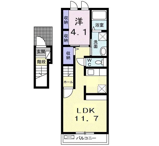 サンメゾンF(1LDK/2階)の間取り写真