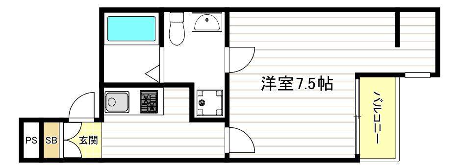 ジェイドコート酉島II(1K/2階)の間取り写真
