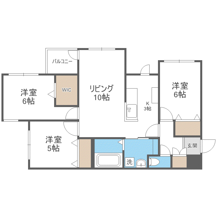 L・A大通(3LDK/5階)の間取り写真