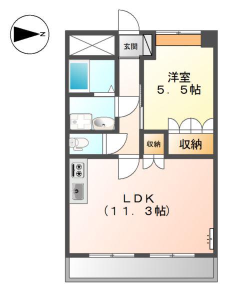 グリーンコート(1LDK/2階)の間取り写真