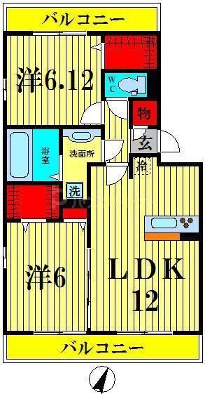 ルナカーサ(2LDK/3階)の間取り写真