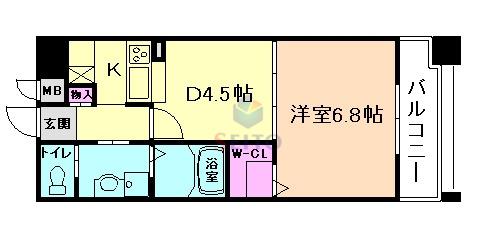 エリジオン(1DK/3階)の間取り写真