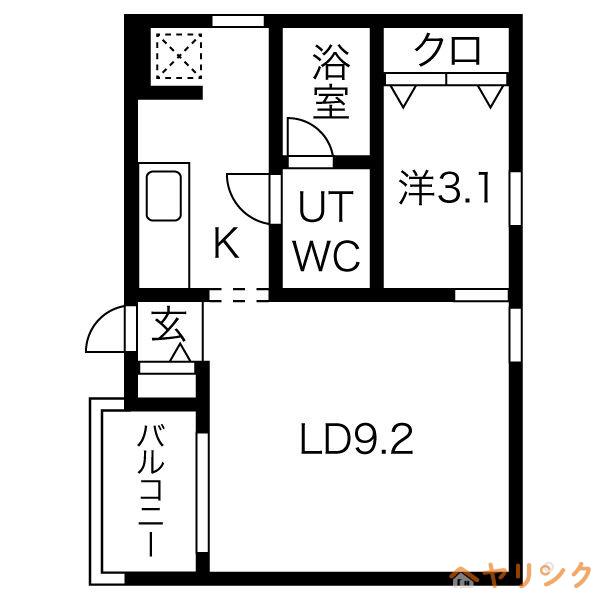 コレクション黒川(1LDK/3階)の間取り写真