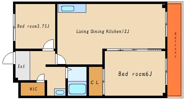ロイヤルハセガワI(2LDK/4階)の間取り写真