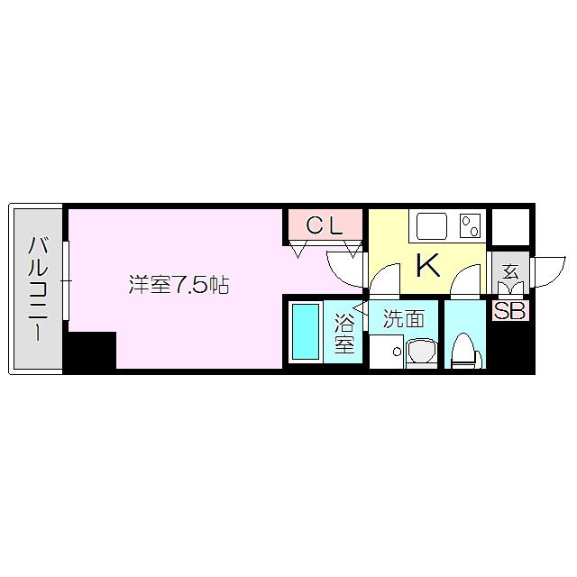 レジュールアッシュ北大阪GRAND STAGE(1K/4階)の間取り写真