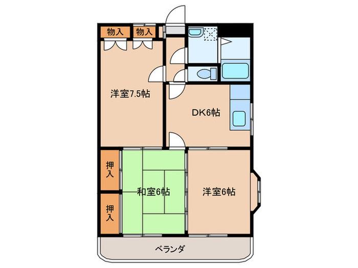 タウンヒル田畑II A棟(3DK/5階)の間取り写真
