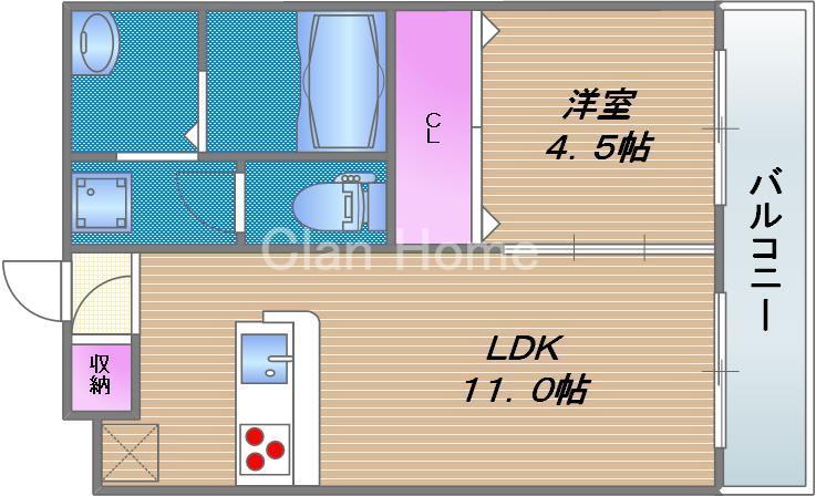 PARC深江南(1LDK/2階)の間取り写真